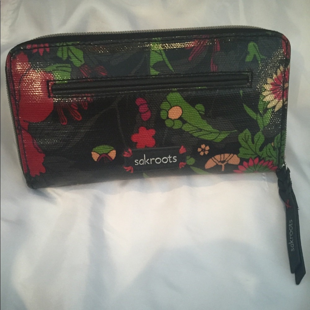 Black floral wallet